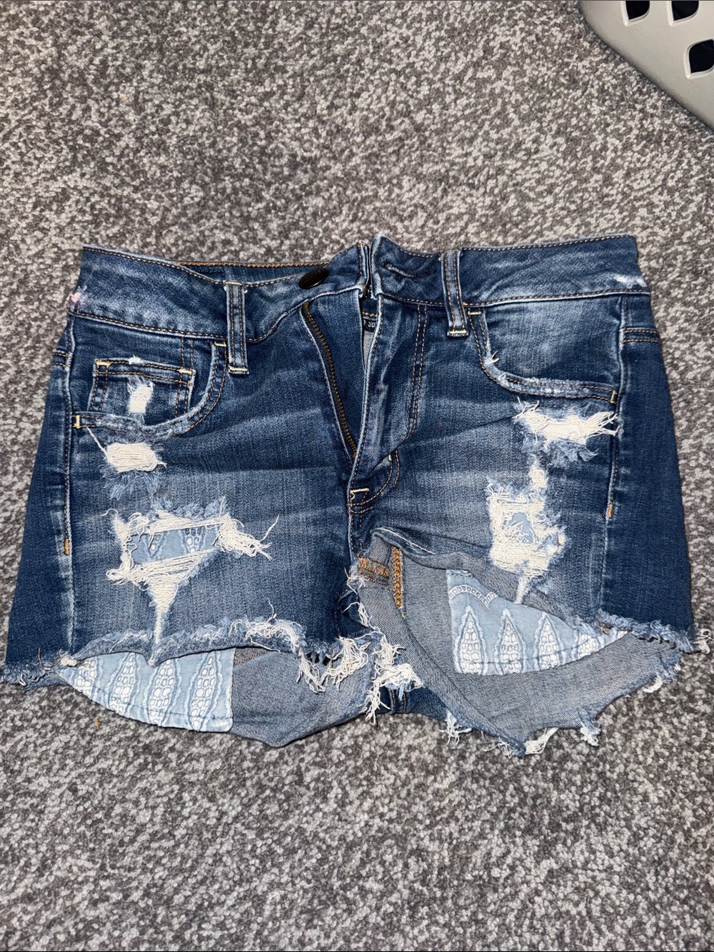 American Eagle Outfitters Distressed Dark Blue Denim Shorts